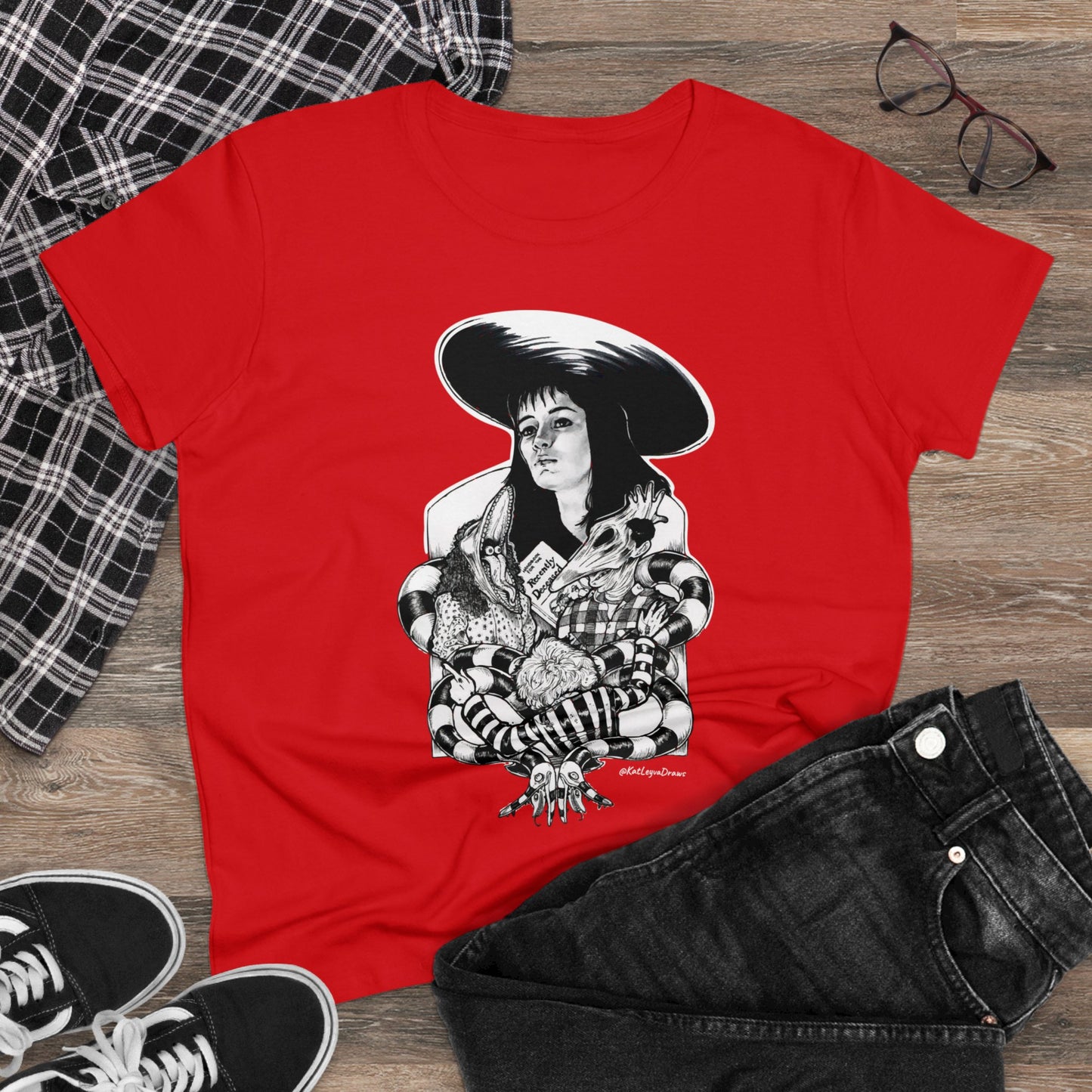 Beetlejuice! - Limited Artist Release - @KatLeyvaDraws - Women's Midweight Cotton Tee