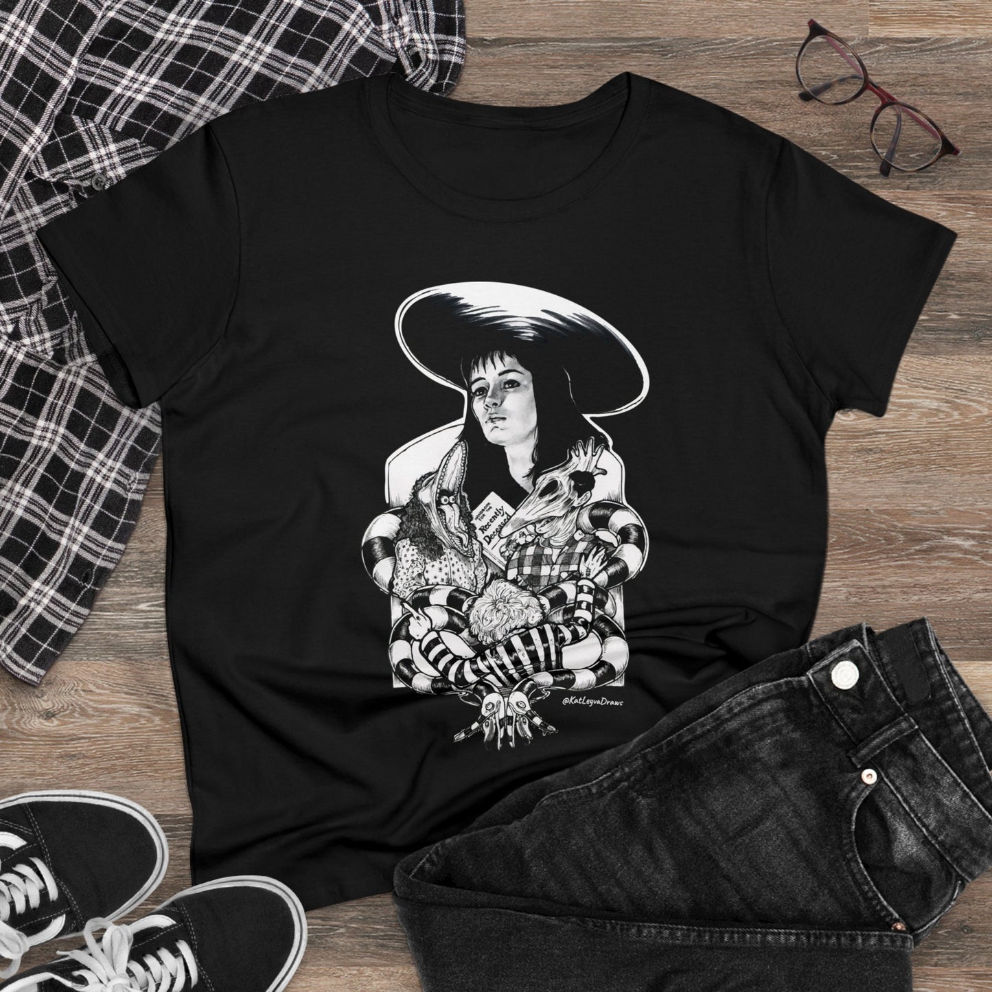 Beetlejuice! - Limited Artist Release - @KatLeyvaDraws - Women's Midweight Cotton Tee